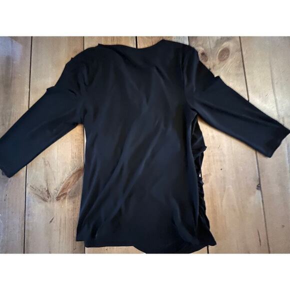 Carmen Marc Valvo Women's Black Rushed Zipper Detail Blouse.Top. Size XL - Picture 3 of 8